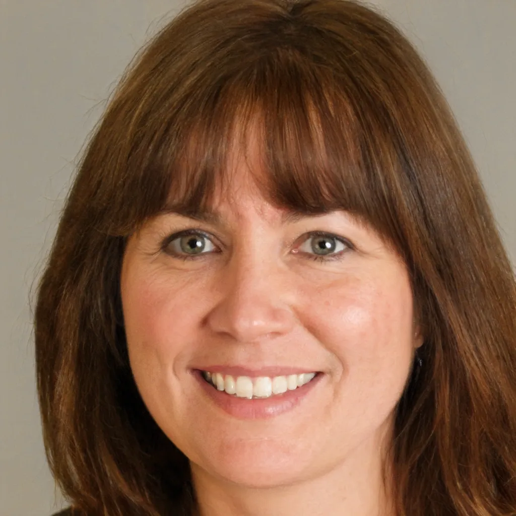 Brunette woman with bangs